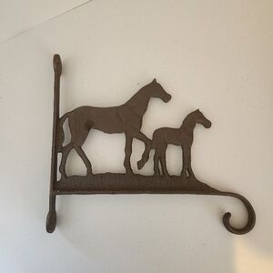 Vintage Heavy Cast Iron Rustic Sign Plant Hanger Wall Decor Equestrian Farmhouse